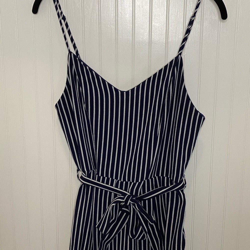 Monteau Blue & White Stripped Jumpsuit Size Large.